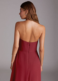 Azazie Wren Bridesmaid Dresses Pomegranate A-Line Side Slit Chiffon Convertible Dress image7