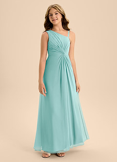 Azazie Brooke Junior Abito A-Line in Chiffon Spacco Laterale Acqua image5