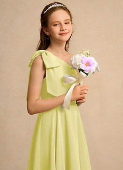 Azazie Guppy Girls Formal Jurken voor bloemenmeisjes A-Lijn Jurk van Chiffon One-Shoulder Citroensorbet image4