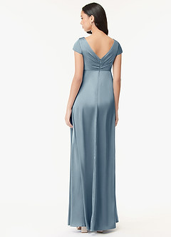Azazie Allessia Maternity Bridesmaid Dresses A-Line Pleated Stretch Satin Floor-Length Dress image3
