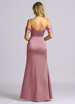 Azazie Auden Bridesmaid Dresses Vintage Mauve Sheath Off the Shoulder Stretch Satin Convertible Dress image2