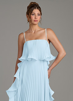 Azazie Alexia Bridesmaid Dresses Sky Blue A-Line Ruched Chiffon Dress image2