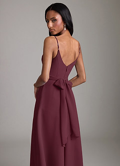 Azazie Kali Bridesmaid Dresses Cabernet A-Line Pleated Chiffon Dress image2