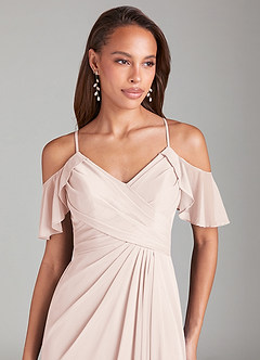 Azazie Dakota Bridesmaid Dresses Rose Petal A-Line Off the Shoulder Mesh Dress image5