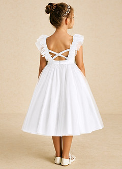 Azazie Cherub Flower Girl Dresses White A-Line Strap Tulle Dress image2