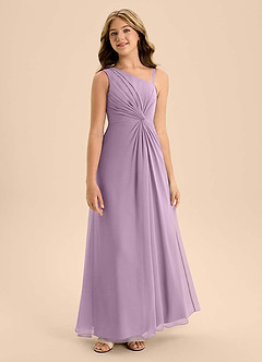 Azazie Brooke Junior Robe Trapèze en Mousseline de soie Fente Latérale Glycine image5