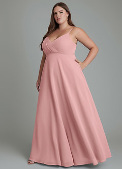 Azazie Amani Brautjungfernkleider A-Linie Plissee Chiffon Kleid Altrosa image10