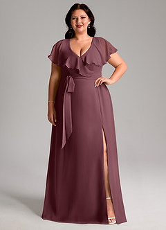 Azazie Lainey Robes de demoiselle d'honneur Robe Trapèze en Mousseline de soie avec poches Sangria image8