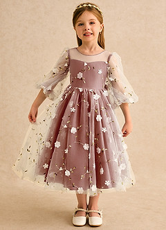 Azazie Elowen Flower Girl Dresses Auburn A-Line Sweetheart Neckline Lace Dress image1