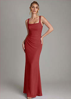 Azazie Agustina Bridesmaid Dresses Rust Mermaid Corset Chiffon Dress image4