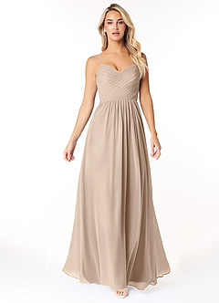 Azazie Lisbon Final Sale Taupe A-Line Sweetheart Neckline Chiffon Dress image5