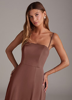 Azazie Wren Bridesmaid Dresses Espresso A-Line Strapless Stretch Satin Convertible Dress image2