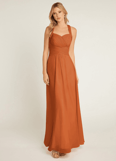Azazie Claudia Bridesmaid Dresses Cinnamon A-Line Sweetheart Neckline Chiffon Dress image1
