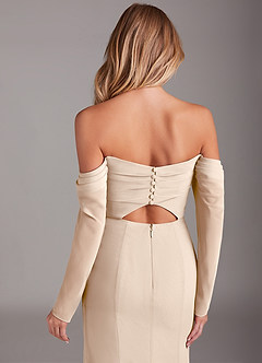 Azazie Hallie Bridesmaid Dresses White Alabaster Mermaid Long Sleeve Chiffon Dress image7