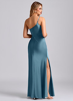 Azazie Marseli Bridesmaid Dresses Bermuda Mermaid One Shoulder Stretch Satin Dress image2