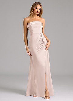Azazie Aretha Bridesmaid Dresses Blushing Pink A-Line Strapless Stretch Satin Convertible Dress image1