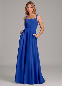 Azazie Shaude Brudtärnklänningar Klänning av A-Linje i Chiffong Plisserad Kungsblå image1