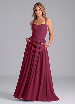 Azazie Francis Bridesmaid Dresses Mulberry A-Line Corset Chiffon Dress image1