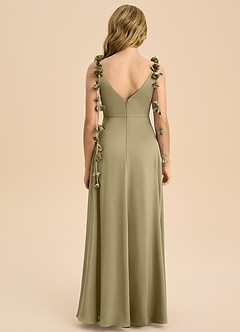 Azazie Gumdrop Junior Moss Green Empire Pleated Stretch Satin Dress image7