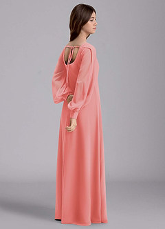 Azazie Bondi Junior Robe Trapèze en Mousseline de soie Blouson Corail image6