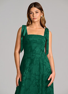 Azazie Debra 신부 들러리 드레스 A라인 포켓이 있는 플로럴 번아웃 바닥 길이 드레스 image2