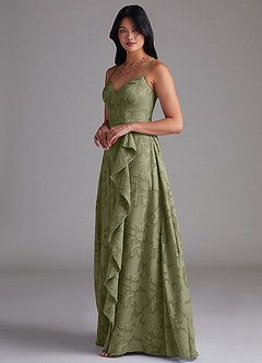 Azazie Naeem Bridesmaid Dresses Pistachio A-Line Sweetheart Neckline Floral Burnout Dress image2