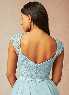 Azazie Luxi Robes de demoiselle d'honneur Robe Trapèze en Tulle Plissée Brume image5
