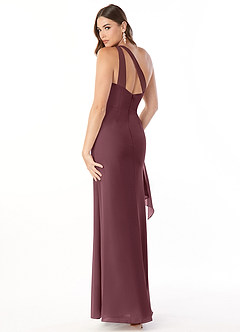 Azazie Maive Bridesmaid Dresses Sangria Sheath Pleated Ruffle Chiffon Dress image4