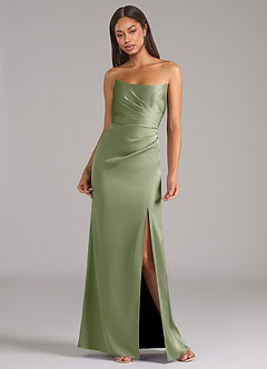 Azazie Marla Bridesmaid Dresses Pistachio Sheath Strapless Stretch Satin Convertible Dress image4