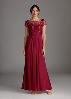 Azazie Silvia Abiti per la Madre della Sposa Abito A-Line in Chiffon Pizzo Borgogna image1