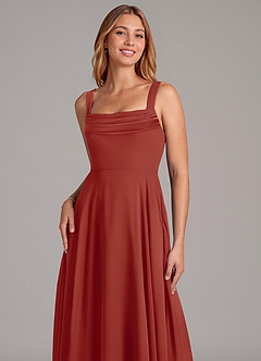 Azazie Shaude Bridesmaid Dresses Terracotta A-Line Pleated Chiffon Dress image5