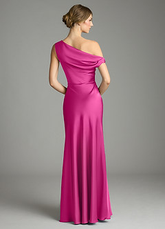 Azazie Emerson Bridesmaid Dresses Fuchsia Mermaid Off the Shoulder Stretch Satin Dress image3