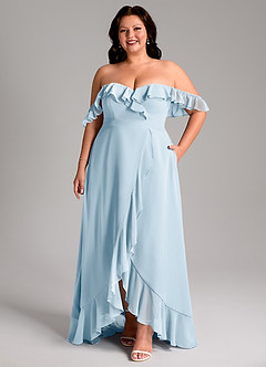 Azazie Lyra Bridesmaid Dresses Sky Blue A-Line Chiffon Convertible Dress image11