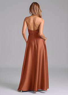 Azazie Tessie Bridesmaid Dresses Cedar Rose A-Line Pleated Stretch Satin Dress image2