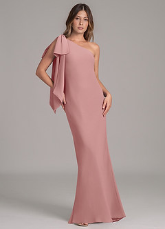 Azazie Capri Bridesmaid Dresses Dusty Rose A-Line One Shoulder Chiffon Dress image1