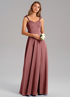 Azazie Everett Robes de demoiselle d'honneur Robe Trapèze en Satin extensible Améthyste image1