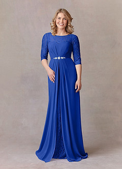Azazie Leonine Mother of the Bride Dresses Royal Blue A-Line Scoop lace Chiffon Dress image3