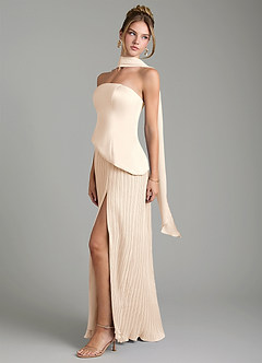 Azazie Tierney Bridesmaid Dresses White Alabaster A-Line Strapless Chiffon Convertible Dress image8