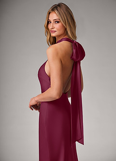 Azazie Velli Bridesmaid Dresses Mulberry Mermaid Stretch Satin Dress image2