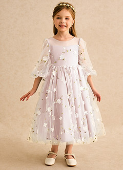 Azazie Elowen Flower Girl Dresses Blushing Pink A-Line Sweetheart Neckline Lace Dress image3