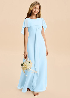 Azazie Selena Junior Sky Blue A-Line Ruched Chiffon Dress image5