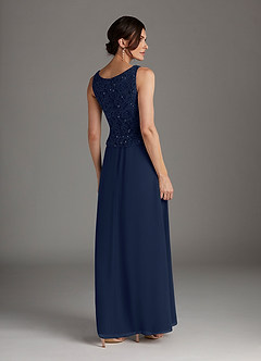 Azazie Cornelia Mother of the Bride Dresses Dark Navy Sheath Square Neckline Sequins Chiffon Dress image6