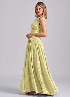 Azazie Charlize Bridesmaid Dresses Lemon Sorbet A-Line One Shoulder Floral Burnout Dress image3