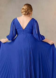 Azazie Zahara Mother of the Bride Dresses Royal Blue A-Line V-Neck Pleated Chiffon Dress image12