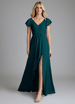 Azazie Omari Bridesmaid Dresses Pine A-Line Chiffon Dress image3