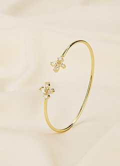 front Crystal Leaves End Cuff Bracelet