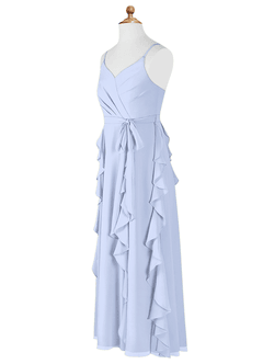 Azazie Peyton Junior Ice A-Line V-Neck Cascading Ruffles Chiffon Dress image8