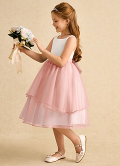 Azazie Rene Flower Girl Dresses Ivory Rosette A-Line Bow Tulle Dress image5