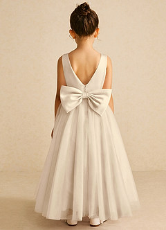 Azazie Pumpkin Flower Girl Dresses Champagne A-Line Convertible Tulle Dress image6