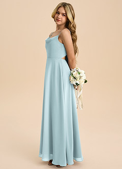 Azazie Shale Junior Mist A-Line Bow Chiffon Dress image2